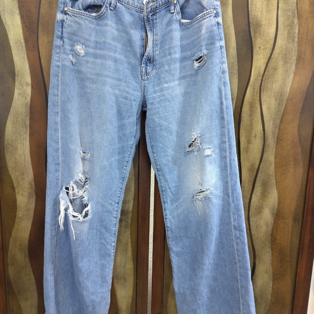 Mother Madre Mere Mutter "the lil' dodger sneak" distressed wide leg jeans